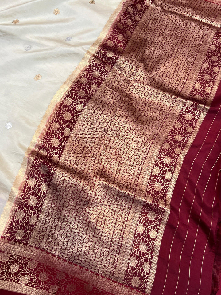 Off white Pure Silk Handloom Banarasi Saree