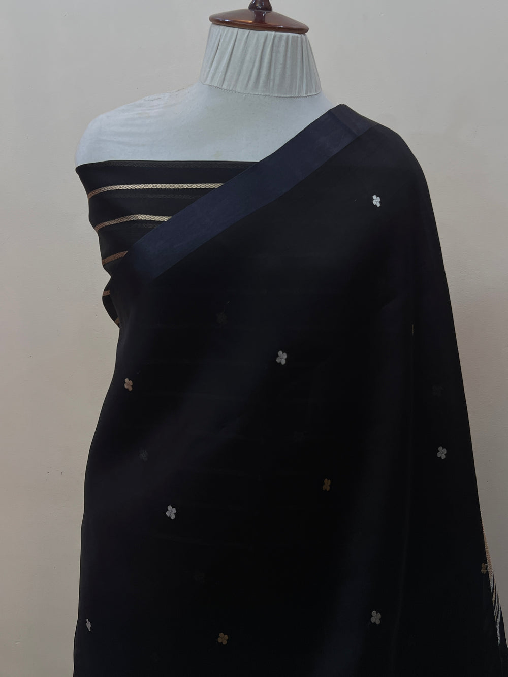 Black Pure Kora Silk Handloom Banarasi Saree