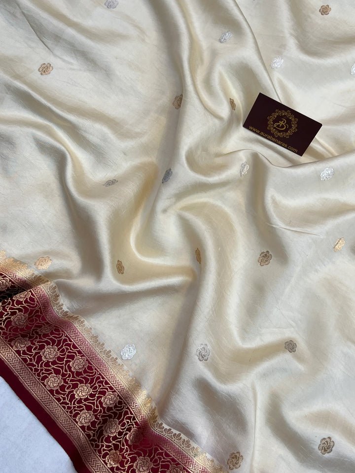 Off white Pure Silk Handloom Banarasi Saree