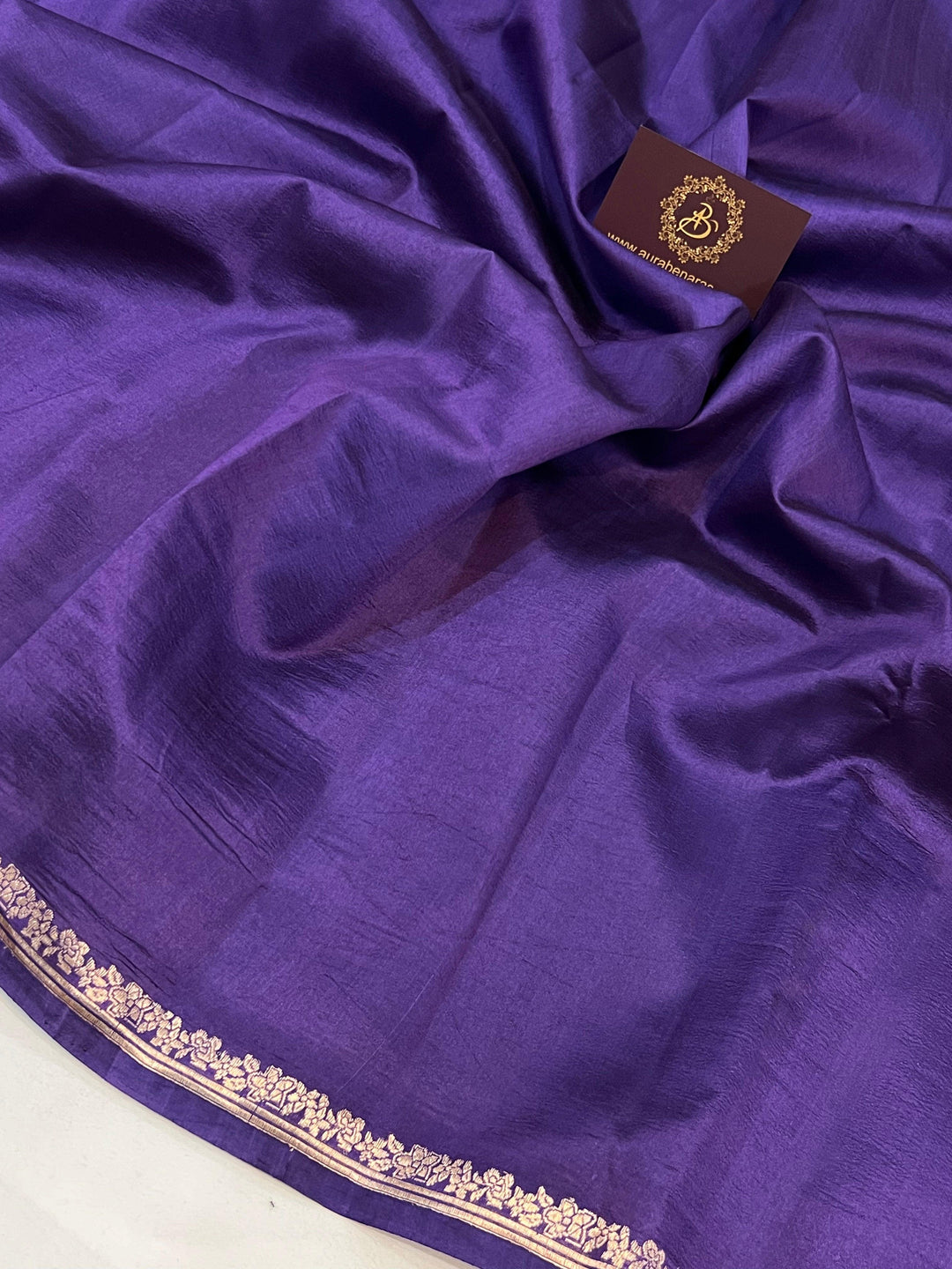 Indigo Purple Pure Banarasi Handloom Silk Saree - Aura Benaras