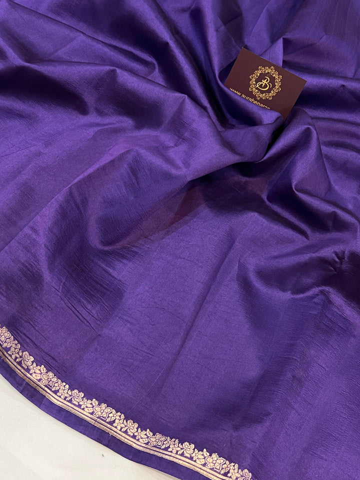 Indigo Purple Pure Banarasi Handloom Silk Saree - Aura Benaras