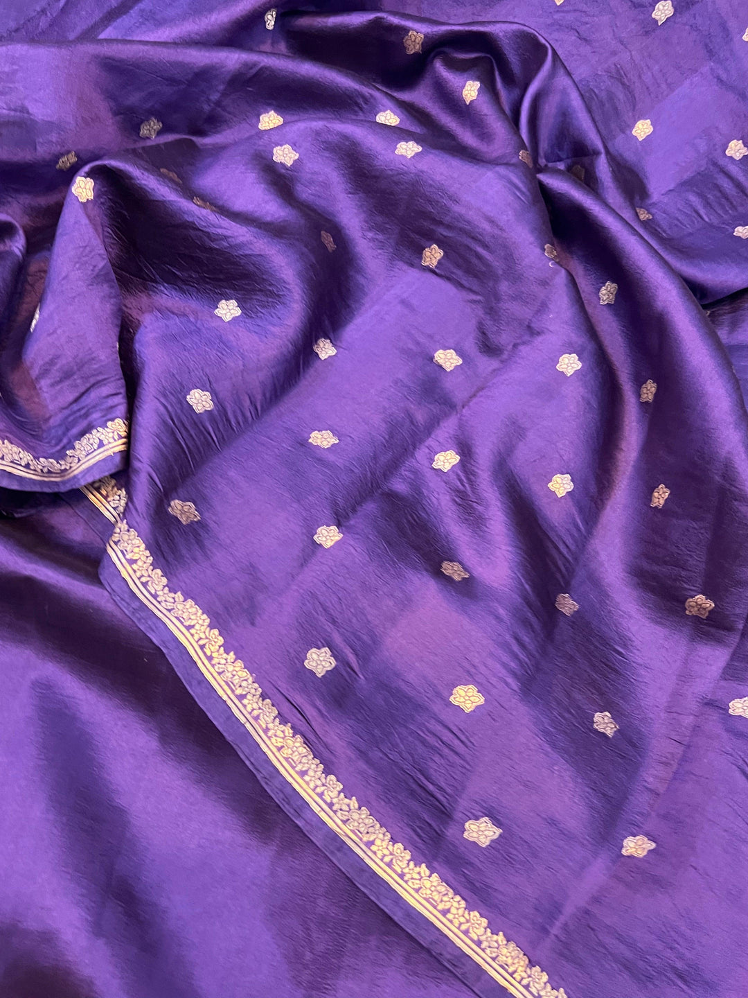 Indigo Purple Pure Banarasi Handloom Silk Saree - Aura Benaras