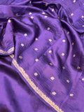 Indigo Purple Pure Banarasi Handloom Silk Saree - Aura Benaras