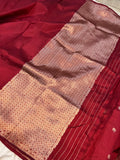 Maroon Pure Banarasi Handloom Silk Saree - Aura Benaras