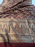 Deep Maroon Banarasi Handloom Katan Silk Saree - Aura Benaras