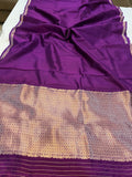 Purple Pure Banarasi Handloom Silk Saree - Aura Benaras