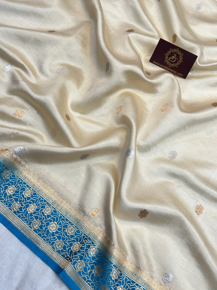 Off white Pure Silk Handloom Banarasi Saree