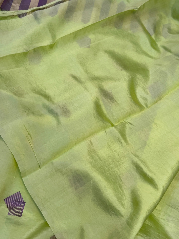 Pista Green Pure Silk Handloom Banarasi Saree