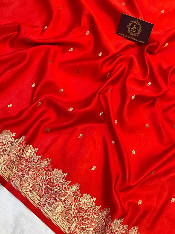 Red Mashru Silk Handloom Banarasi Saree