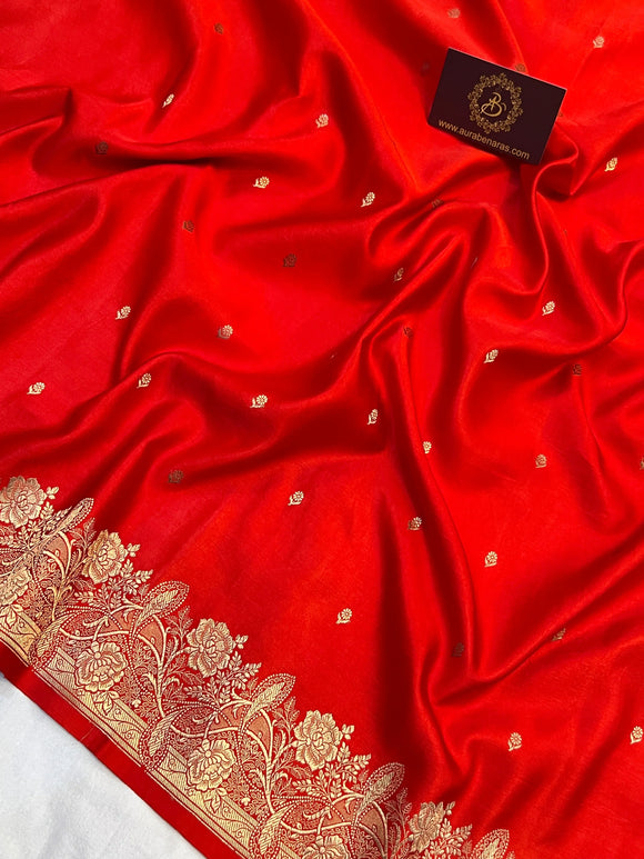 Red Mashru Silk Handloom Banarasi Saree