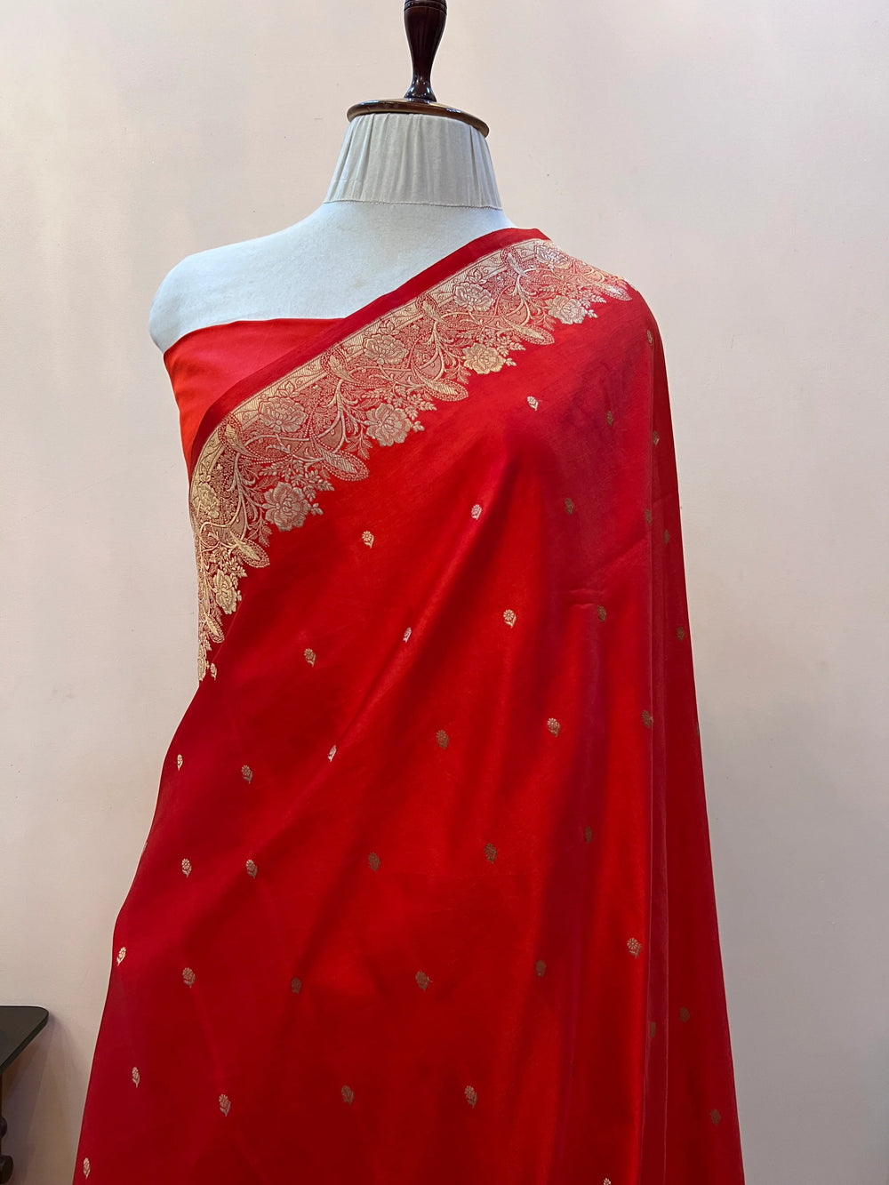 Red Mashru Silk Handloom Banarasi Saree