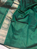Bottle Green  Banarasi Handloom Katan Silk Saree - Aura Benaras