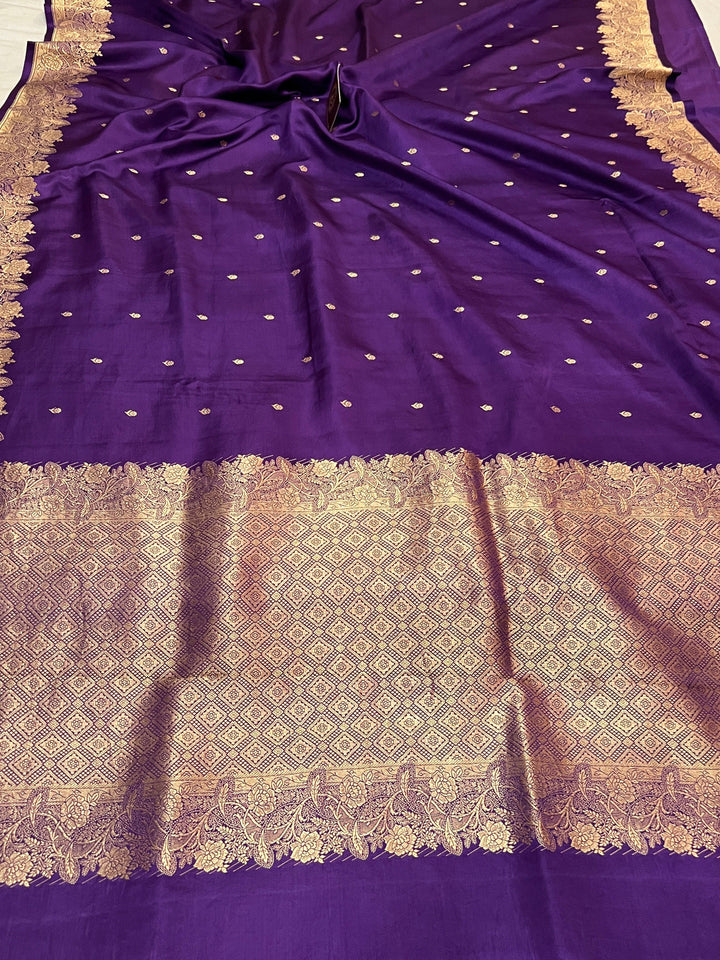 Purple Mashru Silk Handloom Banarasi Saree