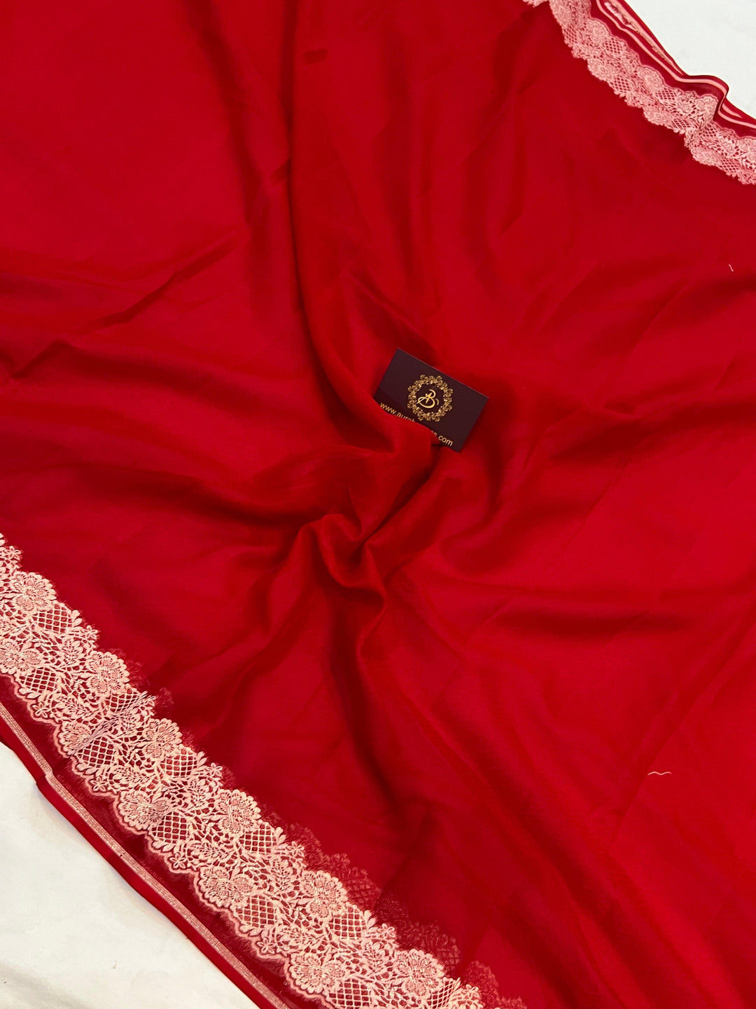 Red Pure Banarasi Handloom Khaddi Georgette Saree - Aura Benaras