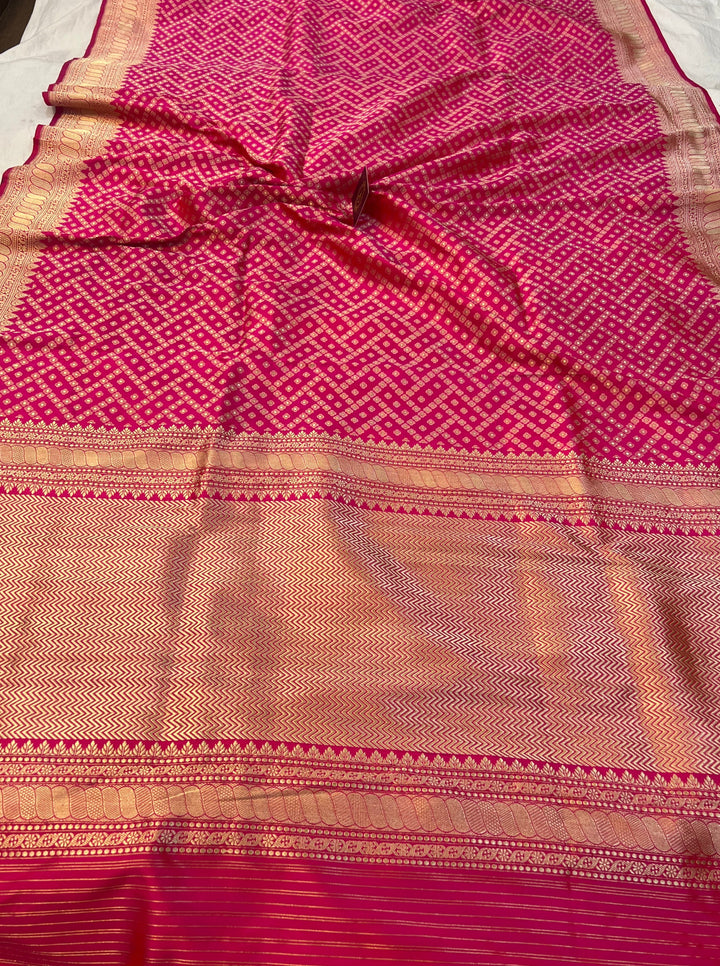 Rani Pink Pure Banarasi Handloom Katan Silk Saree - Aura Benaras