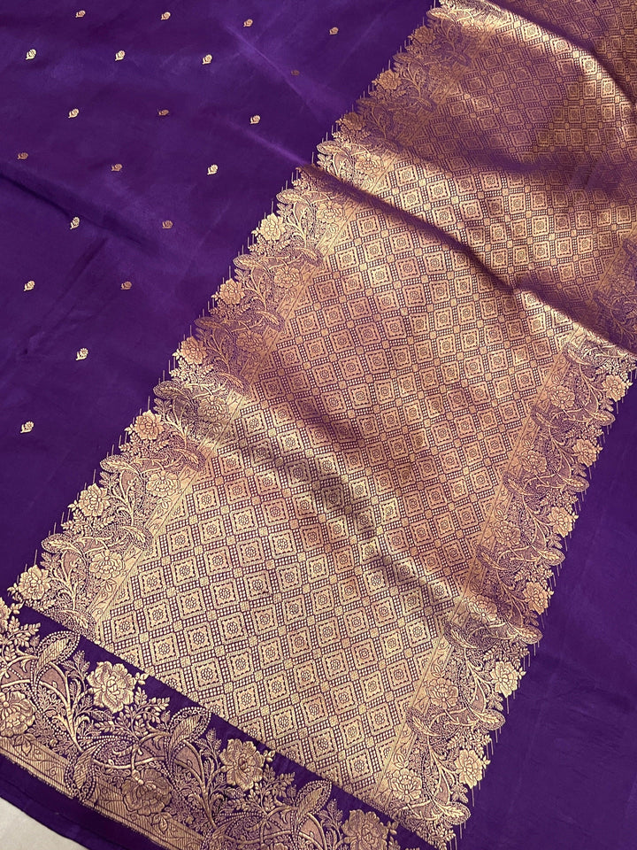 Purple Mashru Silk Handloom Banarasi Saree