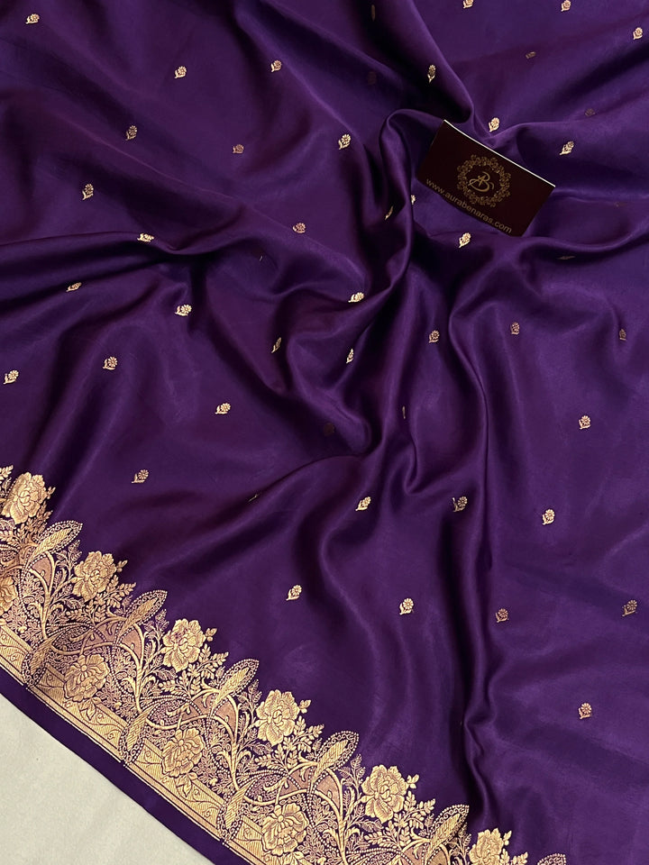 Purple Mashru Silk Handloom Banarasi Saree