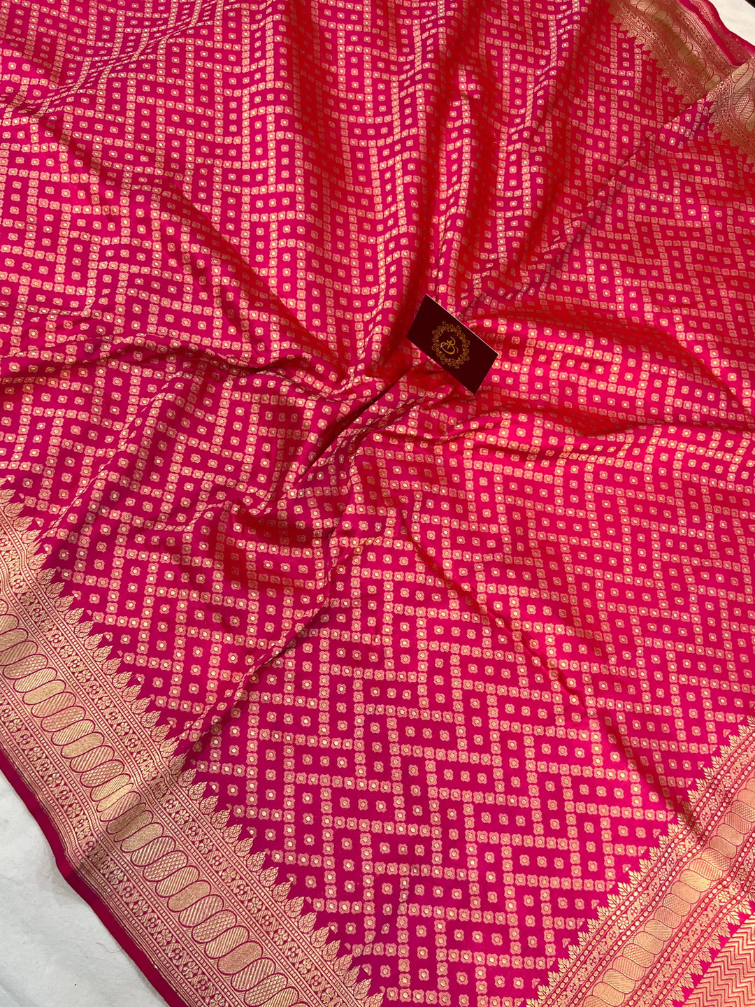 Rani Pink Pure Banarasi Handloom Katan Silk Saree - Aura Benaras