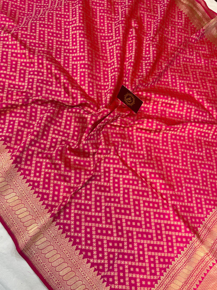 Rani Pink Pure Banarasi Handloom Katan Silk Saree - Aura Benaras
