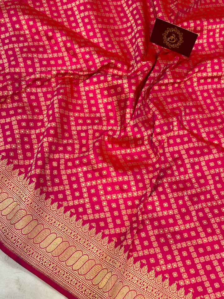 Rani Pink Pure Banarasi Handloom Katan Silk Saree - Aura Benaras