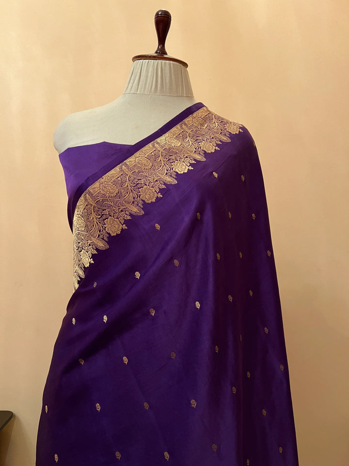 Purple Mashru Silk Handloom Banarasi Saree