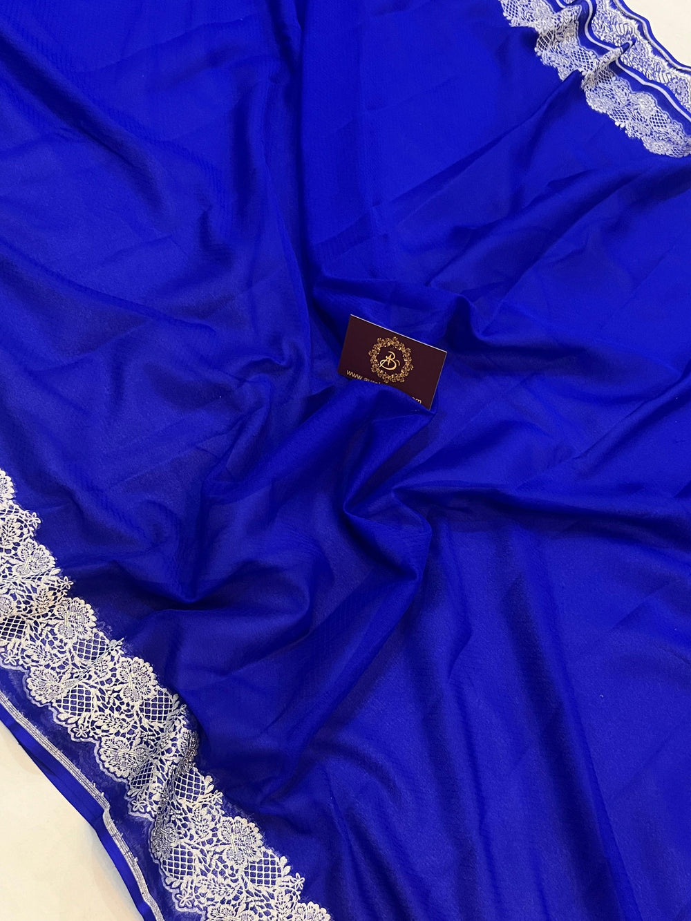 Royal Blue Pure Banarasi Handloom Khaddi Georgette Saree - Aura Benaras