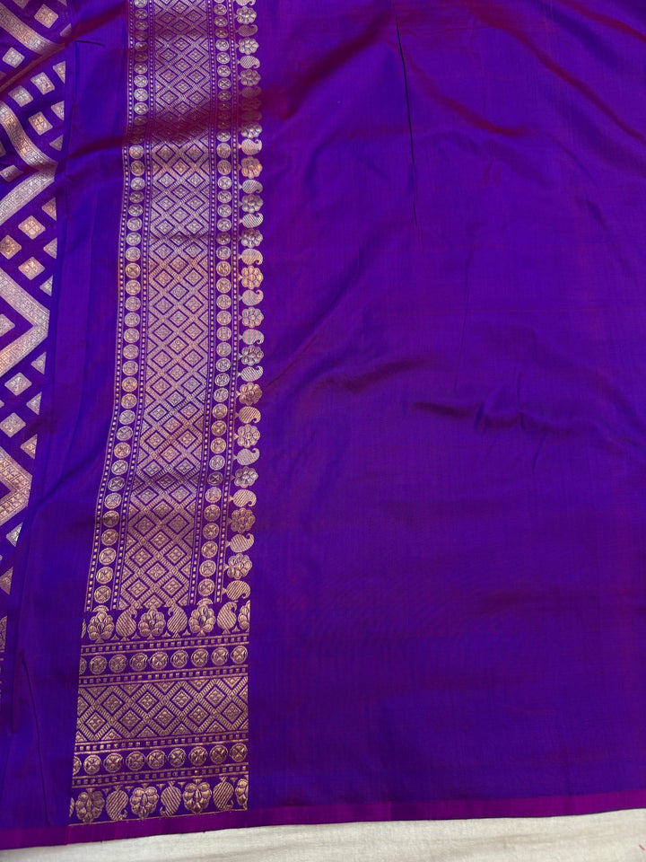 Purple Pure Katan silk Handloom Banarasi Saree