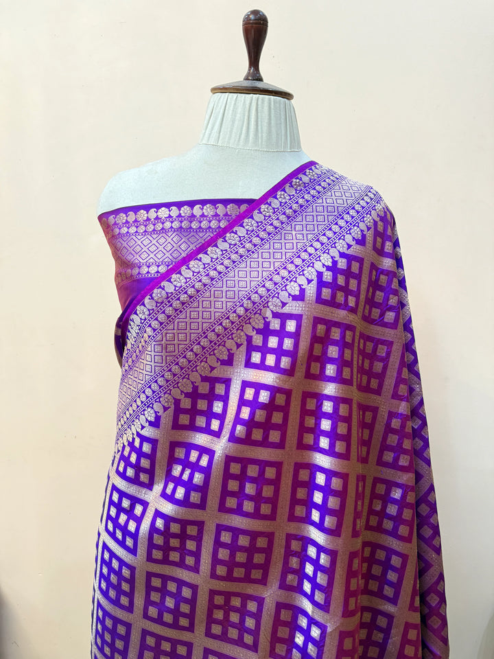 Purple Pure Katan silk Handloom Banarasi Saree