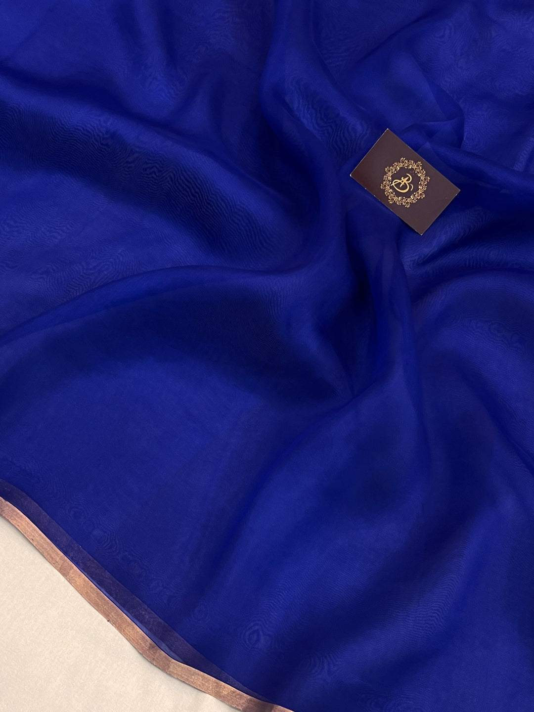 Royal Blue Pure Kora Silk Handloom Banarasi Saree