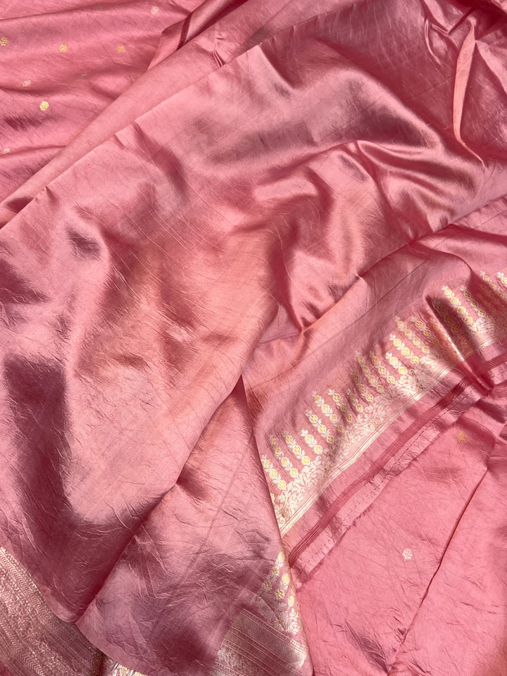 Onion Pink Pure Silk Handloom Banarasi Saree