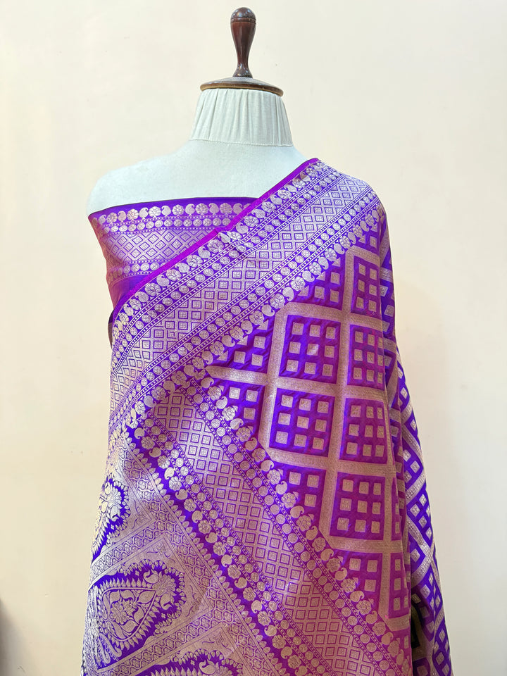 Purple Pure Katan silk Handloom Banarasi Saree