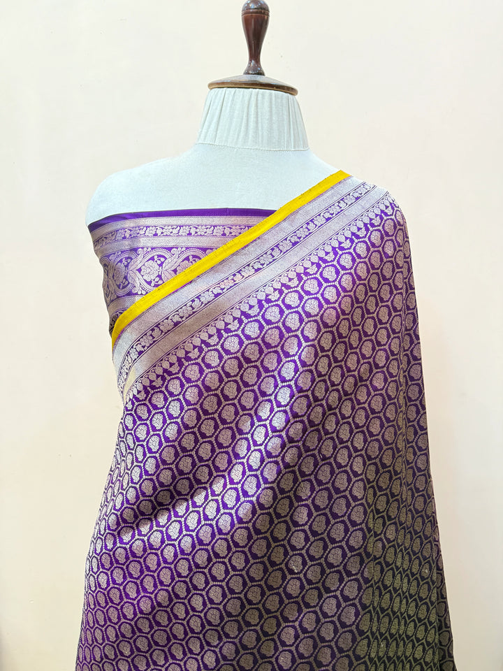 Purple Pure Katan silk Handloom Banarasi Saree
