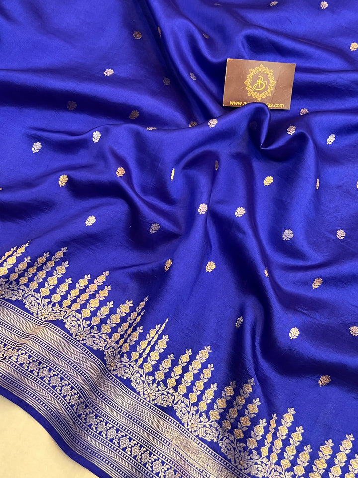Royal Blue Pure Silk Handloom Banarasi Saree
