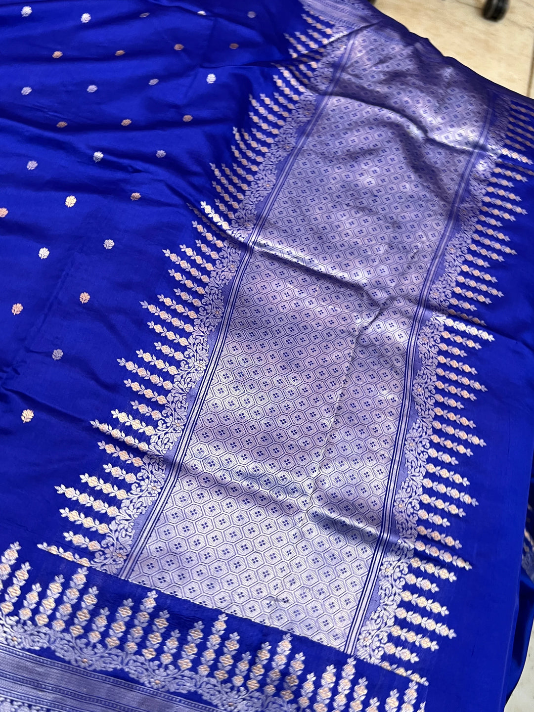 Royal Blue Pure Silk Handloom Banarasi Saree
