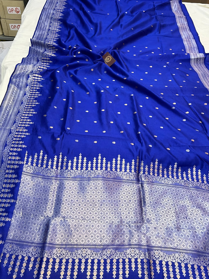 Royal Blue Pure Silk Handloom Banarasi Saree