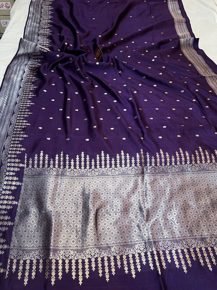 Navy Pure Silk Handloom Banarasi Saree
