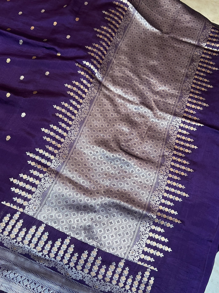 Navy Pure Silk Handloom Banarasi Saree