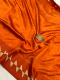 Orange Pure Banarasi Handloom Silk Saree