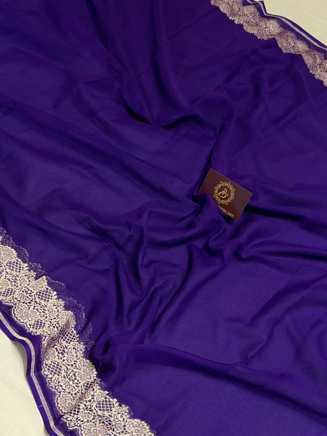 Purple Pure Banarasi Handloom Khaddi Georgette Saree - Aura Benaras