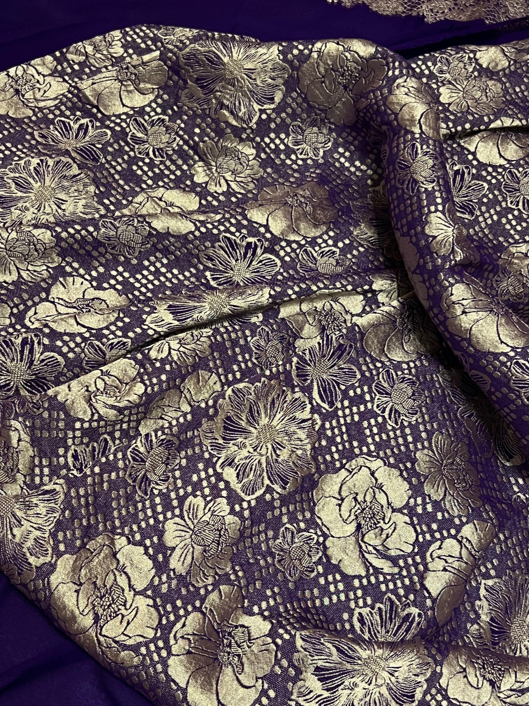 Purple Pure Banarasi Handloom Khaddi Georgette Saree - Aura Benaras