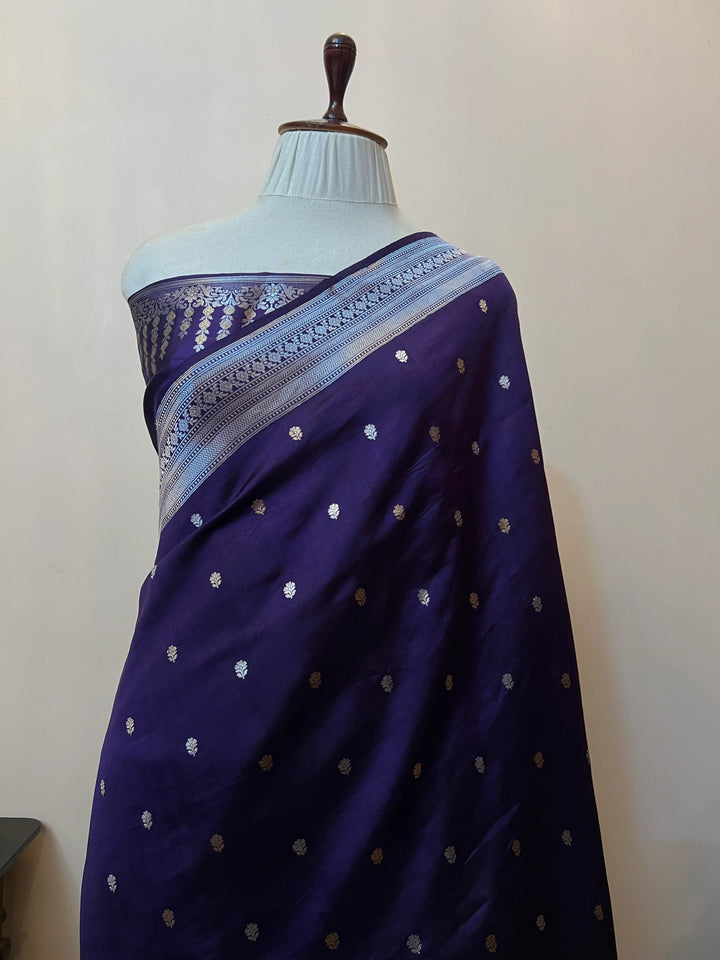 Navy Pure Silk Handloom Banarasi Saree