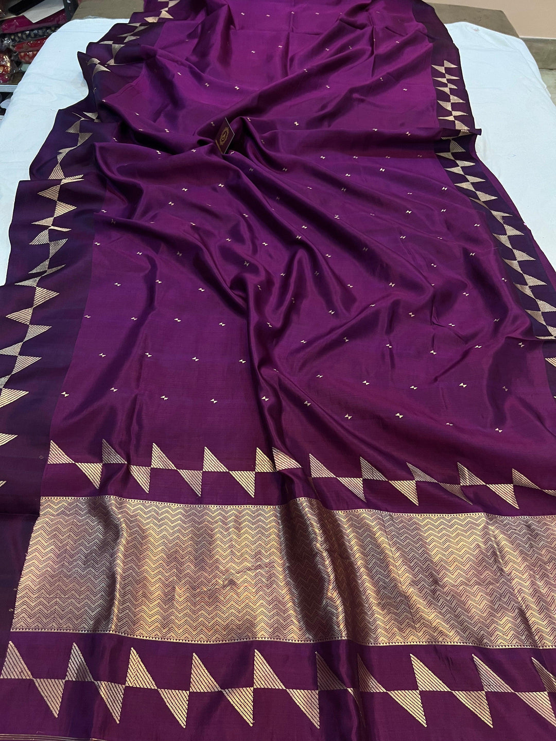 Wine Pure Banarasi Handloom Silk Saree - Aura Benaras