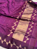 Wine Pure Banarasi Handloom Silk Saree - Aura Benaras