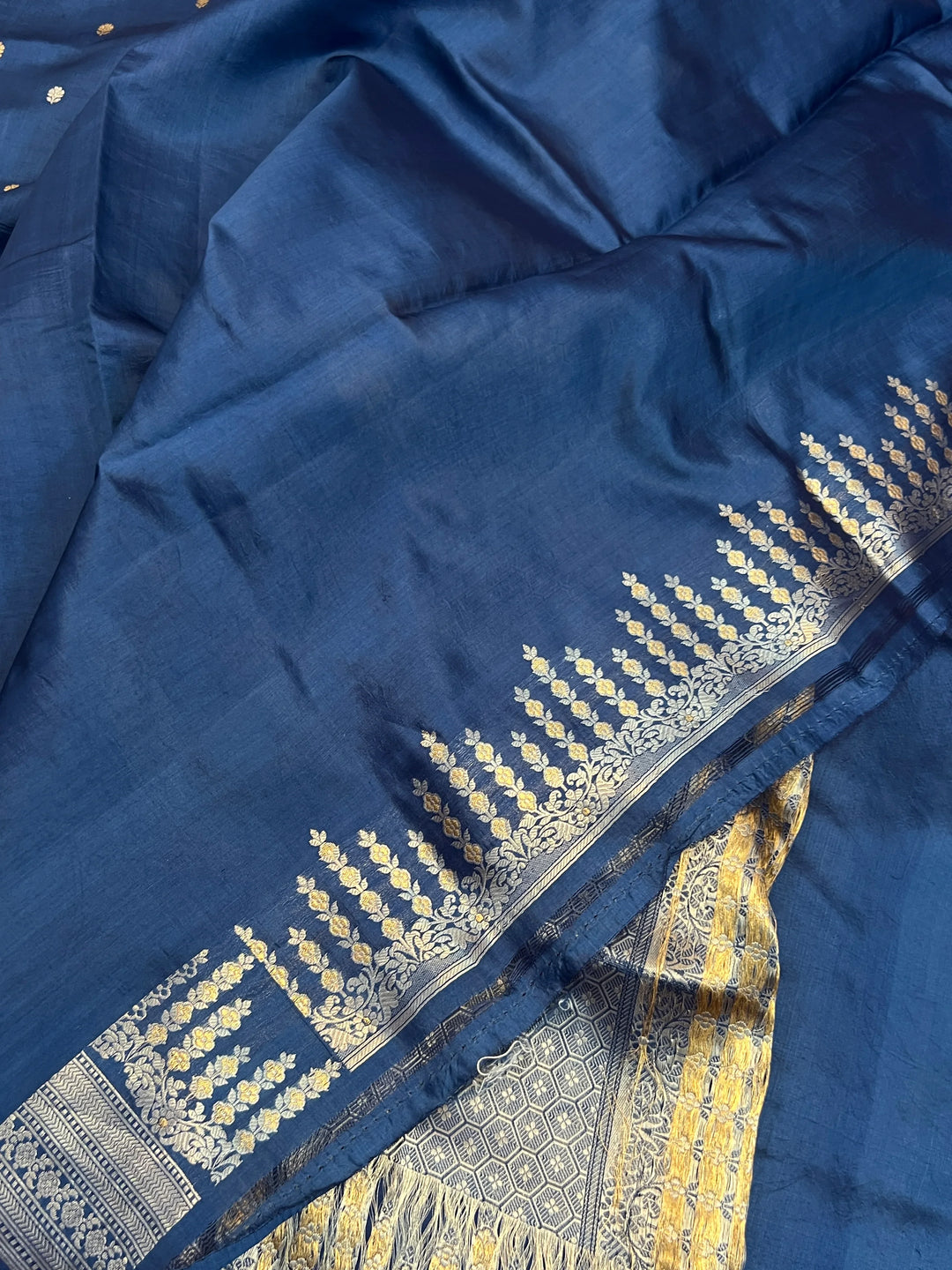 Teal Blue Pure Silk Handloom Banarasi Saree