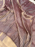 Mauve Banarasi Handloom Tissue Silk Saree - Aura Benaras