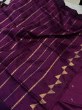 Wine Pure Banarasi Handloom Silk Saree - Aura Benaras