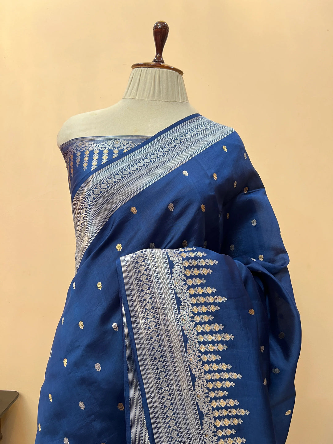 Teal Blue Pure Silk Handloom Banarasi Saree