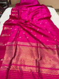 Rani Pink Pure Banarasi Handloom Silk Saree - Aura Benaras