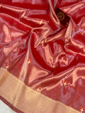 Rose Pink Banarasi Handloom Tissue Silk Saree - Aura Benaras