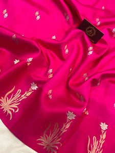 Rani Pink Pure Banarasi Handloom Silk Saree - Aura Benaras